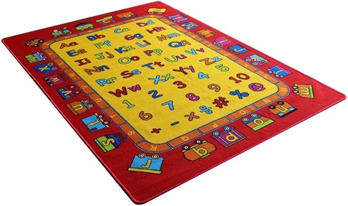 Kids Rug ABC Fun Area Rug7' feet 2" inch 10' ft (7'2" X 10')(239cmx343cm) Non Slip Gel Backing