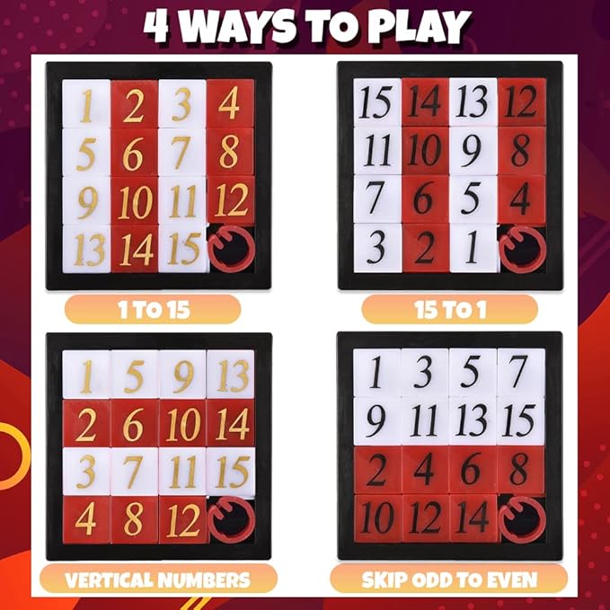 Gamie Slide Puzzles for Kids – Set of 24 Pocket-Sized Hand Puzzle Games, Educational Number Slide Puzzles, Great Party Favors, Goodie Bag Stuffers, Teacher Rewards, and Learning Toys