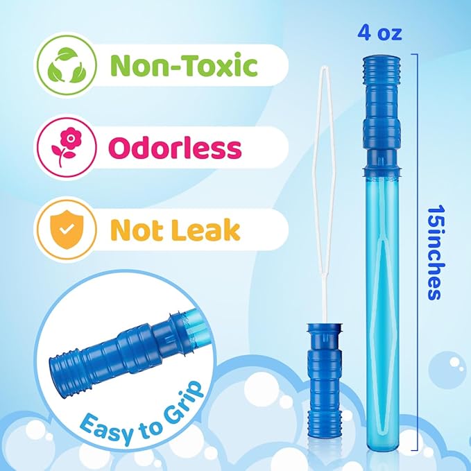 36PCS 15 inches Big Bubble Wands - Bubble Bulk in 6 Colors, Bubble Wands for Kids Summer Toy Party Favors, Birthday, Easter, Valentine Day, Carnival Prizes, Wedding, Outdoor Gifts for Girls & Boys