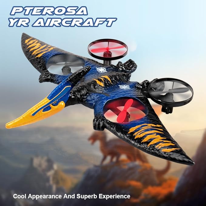 jaming Pterodactyl Dinosaur Toys Drone for Kids and Adults Easy to Fly Dragon Remote Controlled Aircraft for Beginners Hobby RC Plane Toys Birthday Gifts for Boys