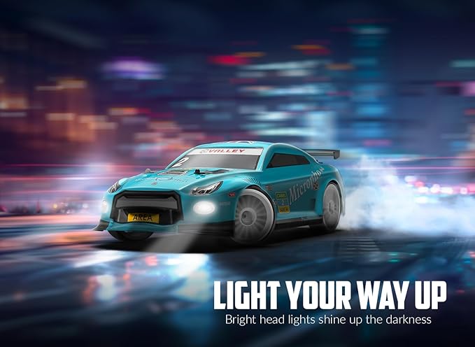 RACENT RC Drift Car - 1:14 Scale 4WD 15MPH Fasr Remote Control Toy for Boys Kids Adults with Drifting & Racing Tires, 2 Rechargeable Batteries (Blue)