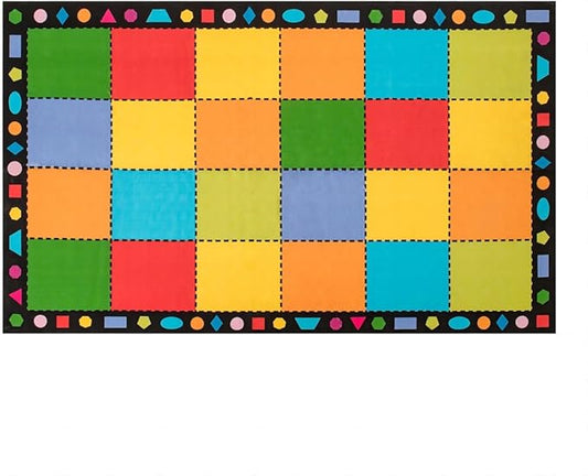 Booooom Jackson Classroom Rug Elementary, Large Square Classroom Carpet for School, Colorful Classroom Area Preschool Rug with Non-Slip Backing,7.5 x 13 ft