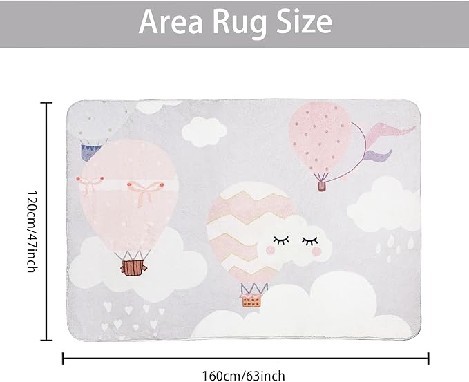 ABREEZE Kids Rug Play Mat Ultra Soft Rugs for Kids Room, 4'x5.3' Non Slip Cartoon Children Nursery Rug Baby Rug Area Rug Kids Carpet for Bedroom Decor Playroom Living Room