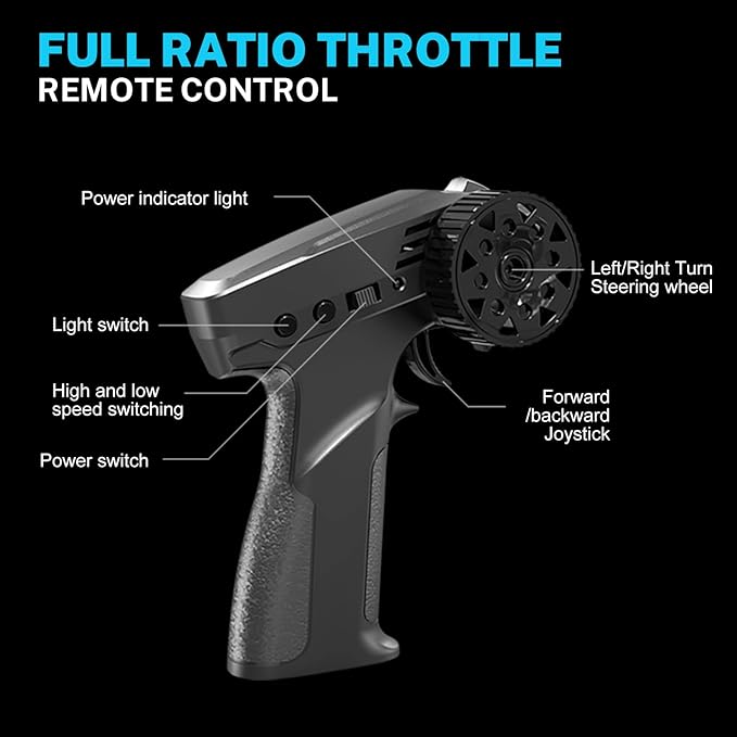 ACAMMZAR RC Drift Car, 1:24 Remote Control Car for Kids, 20KM/H 4WD High Speed RC Cars with LED Lights, Two Batteries, Extra Drifting Tires, Vehicle for Adults Boys Girls