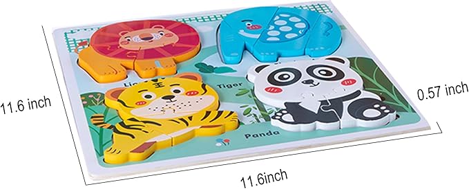 Safari Animal Toddler Puzzles Ages 1-3, Wooden Puzzles for Toddlers 2-4, Fun Educational Toys for 18-36 Months Baby,Crafted Wood Birthday Gifts for 24+ Month Little Girls Boys