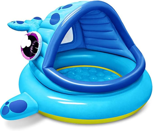 JOYIN Inflatable Shade Kiddie Pool,Whale Baby Pool Tent, Infant Swimming Pool for Kids （54" x 56" x 28"）,Blow Up Toddler Pool for Swim Party Toys Summer Water Beach Fun