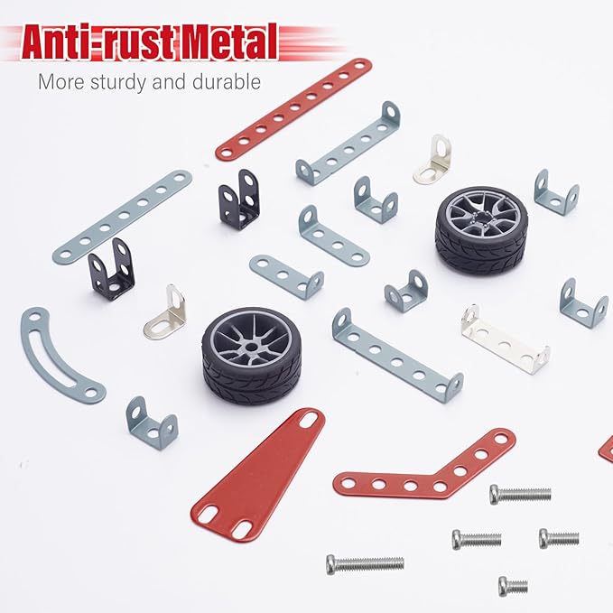 Building Kit Red Model Car Set - 287 PCS STEM Project Building Toys for Kids Ages 8-12, Assembly Building Vehicle for Boys 8 9 10 11 12-16 Years Old and Up Boys Girls Adults