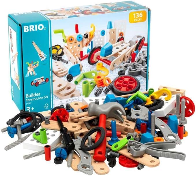 BRIO Builder 34587 Construction Set - 136-Piece STEM Toy with Wood and Plastic for Kids | Enhances Creative Skills | Safety Tested | Age 3 and Up