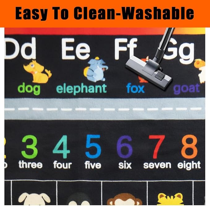 Classroom Rugs for Preschool, Daycare Rug for Classroom,Large Classroom Rug Elementary,Learning Alphabet Educational Rugs for Kids Playroom, Nursery(6'7''x8'7'', Black)