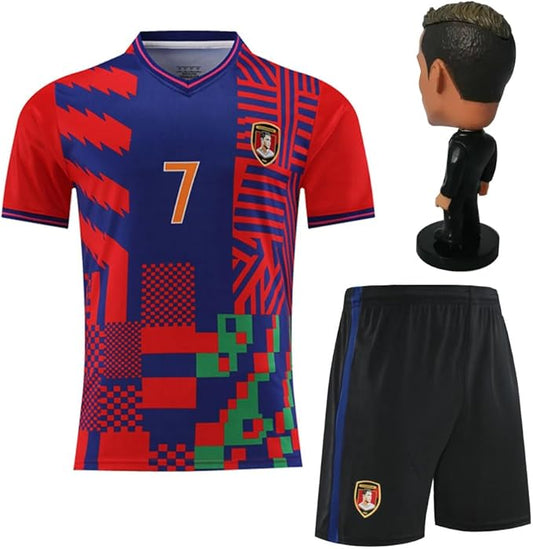 RIKPR Kids Soccer Jersey for Boys Girls Youth Uniform with Doll Football Shirt Birthday Gift Set