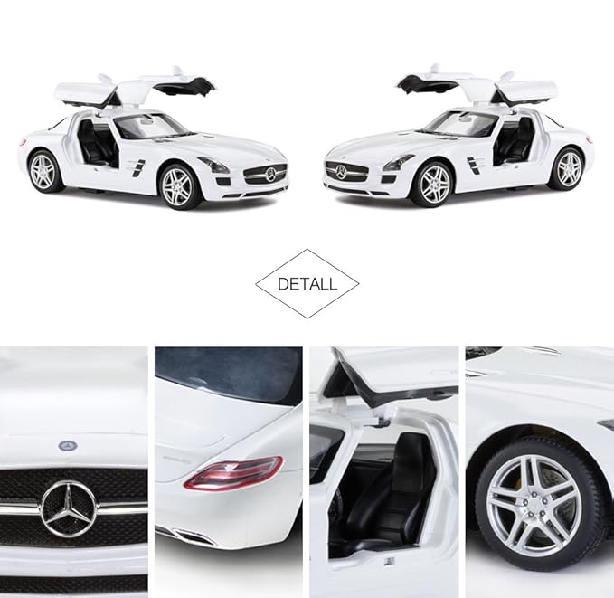 RASTAR Benz Remote Control Car |1:14 RC Mercedes Benz SLS AMG Model Car Toy Car for Kids, Open Doors by Manual - White 2.4GHz