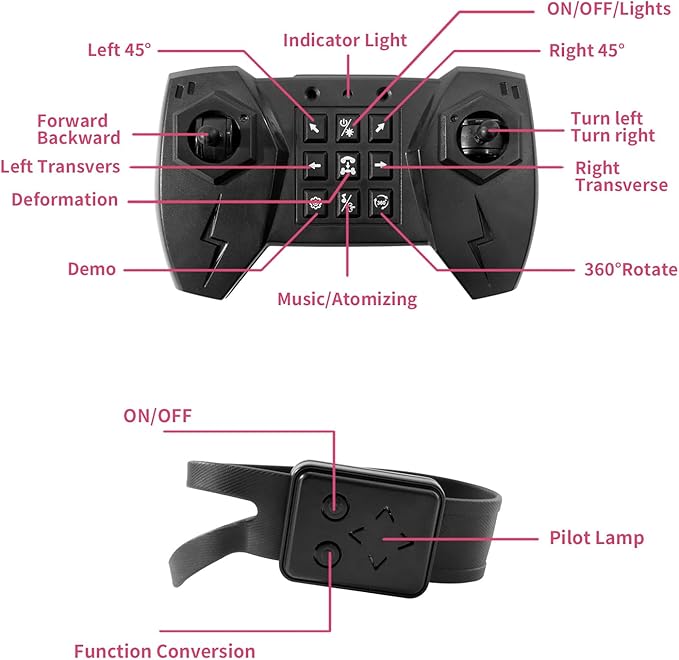 RC Stunt Car, 2.4GHz Remote Control Gesture Sensor Toy Cars, Double Sided Rotating Off Road Vehicle 360° Flips with Cool Lights, Spray， Music，for Boys and Girl 8-12 Year Old（Purplish red）