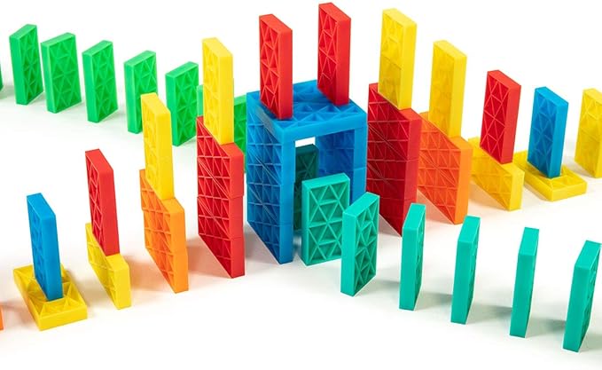 Bulk Dominoes Kinetic Domino Kit | Dominoes Set, STEM STEAM Small Toys, Family Games for Kids, Kids Toys and Games, Building, Toppling, Chain Reaction Sets (68pc)