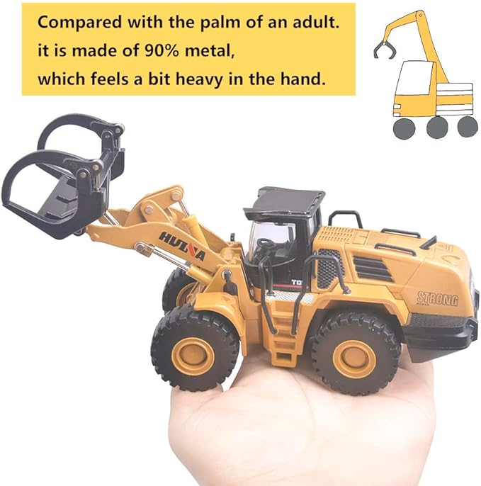 Ailejia 1/50 Scale Diecast Wood Grab Construction Vehicle Toys Timber Grab Truck Heavy Wooden/Building Articulated Alloy Construction Vehicle Model Engineering Car Toy boy Gift (Wood Grab)