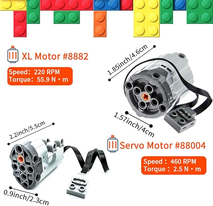 44PCS Power Function Kit Set Motor Battery Infrared-Remote-Control Receiver Train Adjustable Speed Motor Parts, Motor Power Change Parts Compatible with mainbrands Technic-Parts