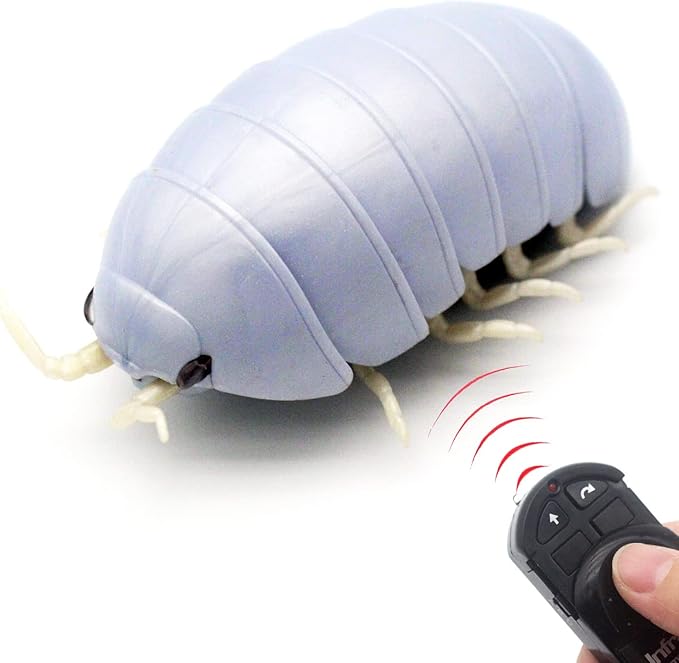 Tipmant RC Bug Remote Control Worm Realistic Pillbug Electronic Animal Prank Toy Insect Car Vehicle Kids Birthday Gifts (White)