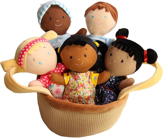 Basket of Buddies Plush Diversity Multicultural Ethnic Dolls | Diversity Toys for Toddlers | Soft Multicultural Dolls for Preschool Classroom, Daycare or at Home | Set of 5-8"