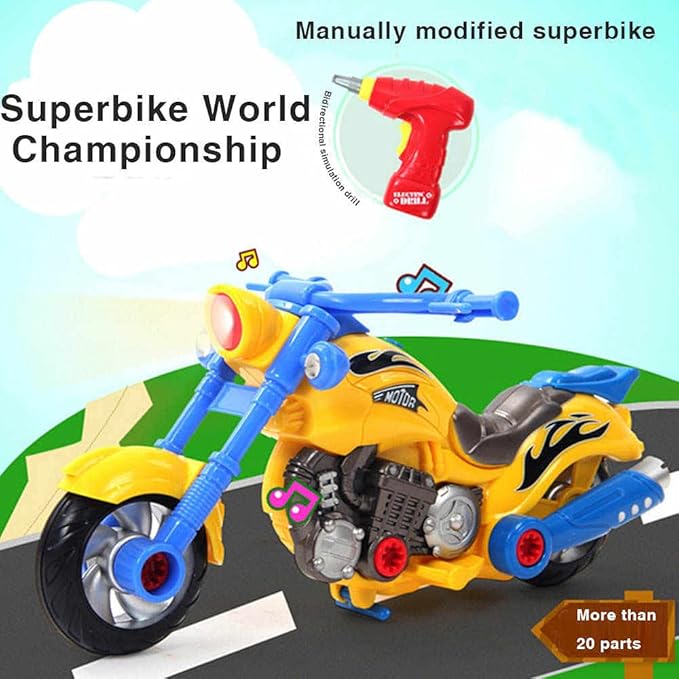 Liberty Imports Kids Take Apart Toys - Build Your Own Toy Motorcycle Vehicle Construction Playset - Realistic Sounds and Lights with Tools and Electric Power Drill
