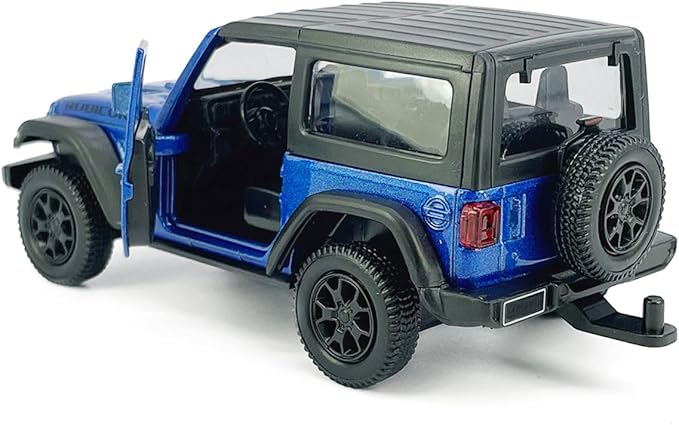 2 Doors Wrangler Rubicon SUV Model Car Trailer Towing Toy Camper RV Motorhome Toys for Boys, Doors Open, 1/36 Scale Diecast Metal Toy Cars, 3 4 5 6 7 Year Old Kids Gifts Cake Topper Home Office Decor