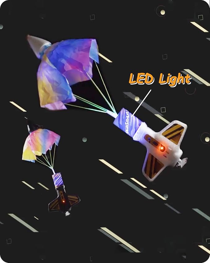 SainSmart Jr. Rocket Launcher for Kids, 200 Feet of Flight Altitude, Motorized Air Rocket with Parachute, Self-Launching Outdoor Toy with Safely Land, Black