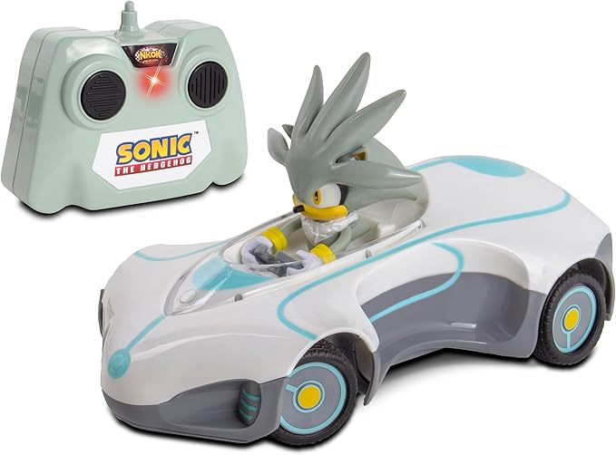 Sonic Team Sonic Racing RC: Silver - NKOK (682), 1:28 Scale 2.4GHz Remote Controlled Car, 6.5' Compact Design, Officially Licensed Sega Sonic The Hedgehog, Battery Powered, Ages 6+