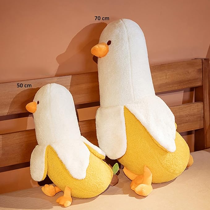 Banana Duck Plush Toy, Banana Duck Stuffed Animals Doll Cute Plushie Hugging Plush Pillow Gift for Girls and Boys (White, 19.68 inch)