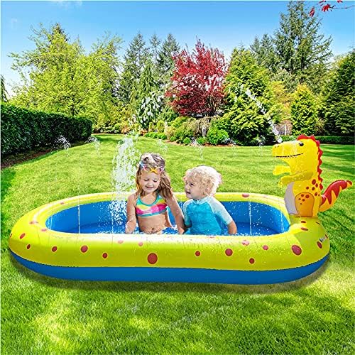 Inflatable Sprinkler Pool for Kid Family, Cute Dinosaur Sprinkler Swimming Pool, 3 in 1 Splash Play Wading Kiddie Pool for Summer Outdoor Water Play, Backyard, Garden Water Fun Toy, 67"x 41"