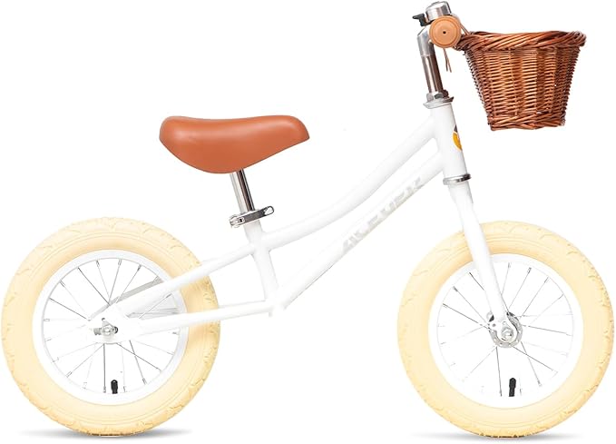 ACEGER 12" Kids Balance Bike with Basket, No Pedal Toddler Bicycle for Early Learning Leg Strength and Steady Balancing, Durable Frame&Tool-Free Adjustable Seat, Gift Bike for 2-5 Kids