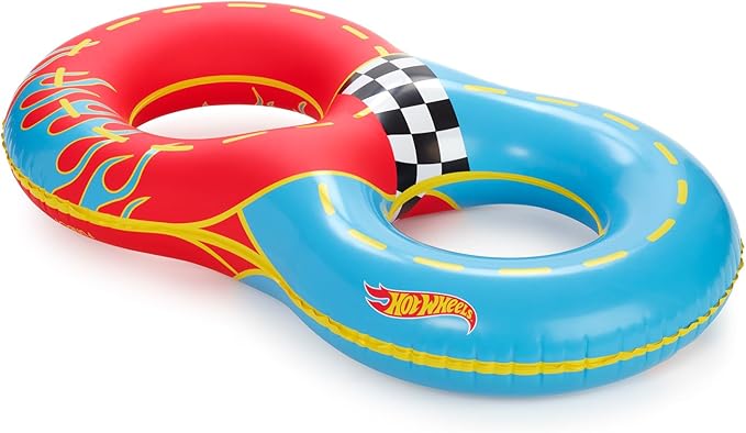 Hot Wheels & FUNBOY Racetrack Double Tube Float for Kids - 2 Person 60'' Large Size