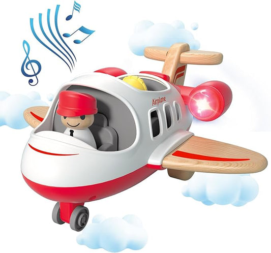 Airplane Toys for Toddlers 1-3, Toys Planes Toys with Sound and Light, Mini Airliner Toys for Introducing Aeronautical Knowledge, Car Toys for 18 Months, 2 3 4 5 Years Old Kids Boys Gift
