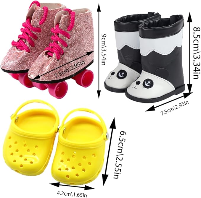 10 Pairs of 18 Inch Doll Shoes, BOSOIRSOU 2.75in Boots Dance Shoes Sandals Casual Shoes Canvas Shoes Fit for 18" American Girl Doll Accessories