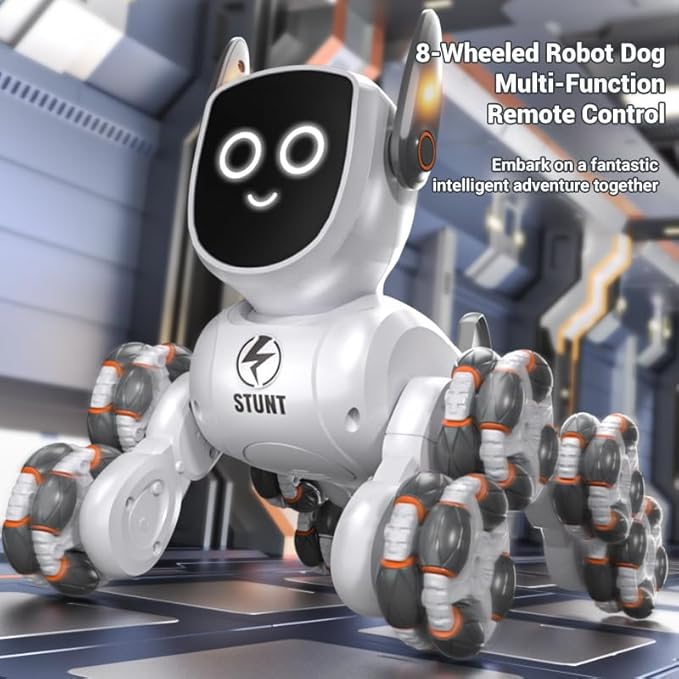 4WD Stunt Remote Control Robot, Multi Function RC Car Toys for Kids, Eight Wheeled Robot Dog with Music & Light, Children Birthday Gift for 8+ Years Old Kids