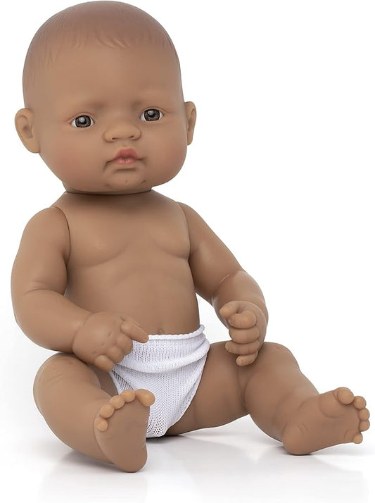 Miniland Doll 12 5/8'' Hispanic Boy (Polybag) - Made in Spain, Anatomically Correct, Quality, Inclusion