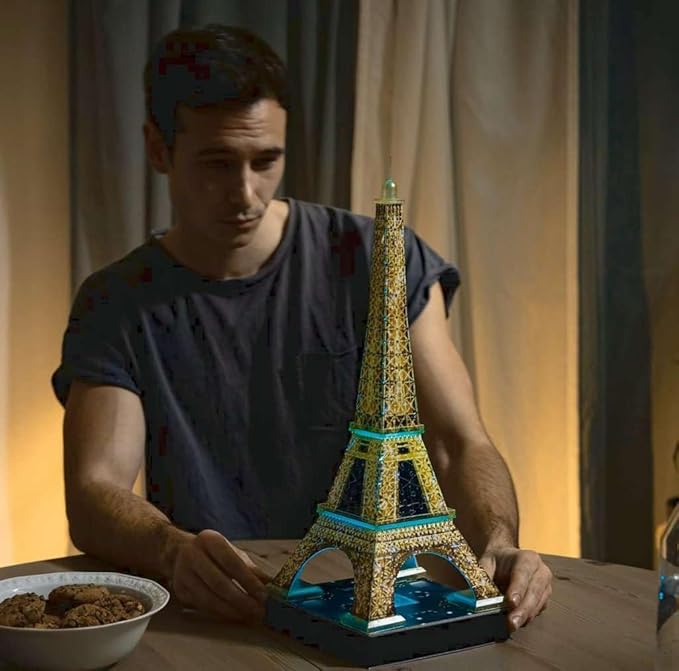 Ravensburger Eiffel Tower - Night Edition | 216-Piece 3D Jigsaw Puzzle for Kids and Adults | Precision Fit with Easy-Click Technology | Displayable & Durable Model | Over a Century of Quality