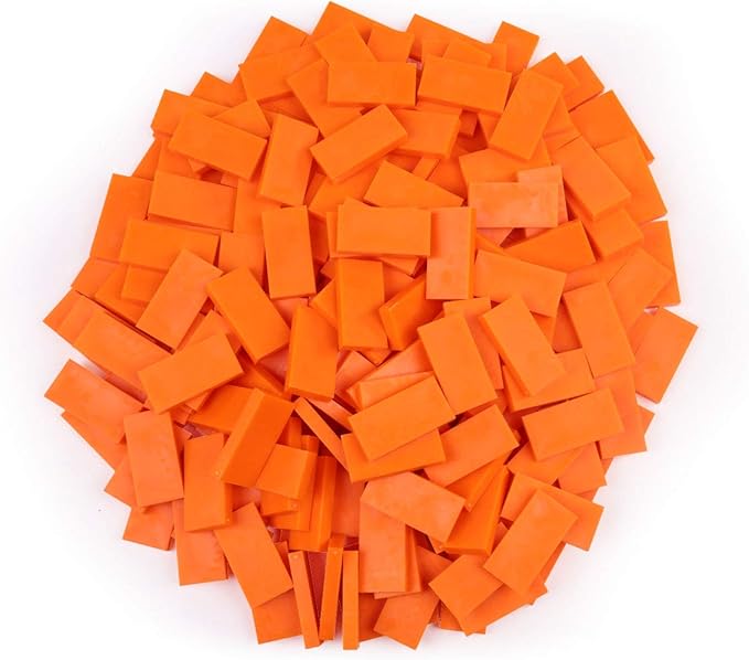 Bulk Dominoes Plastic Bulk 100pcs – Building and Stacking and Chain Reaction Toppling STEAM Toy Blocks for Kids (Orange)