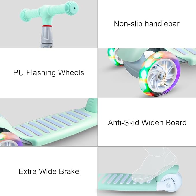 67i Scooter for Kids 3 Wheel Scooter Kids Kick Scooter for Toddler Girls Boys Scooter with Adjustable Height and Light-Up Wheels Scooter for Children Ages 3-12