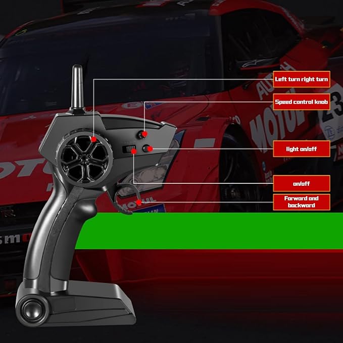 Remote Control Drift Car, 1:16 Scale Electric RC With LED Lights 2.4GHz 4WD 40km/h RTR High Speed Racing Sport Toy for Adults Boys Girls Kids Gifts (Black)