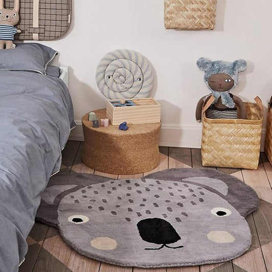 Poowe Koala Kids Play Mat Baby Nursery Rug Round Educational Alphabet Soft Area Rug Non Slip for Children Toddlers Bedroom (Round 47.2 in)