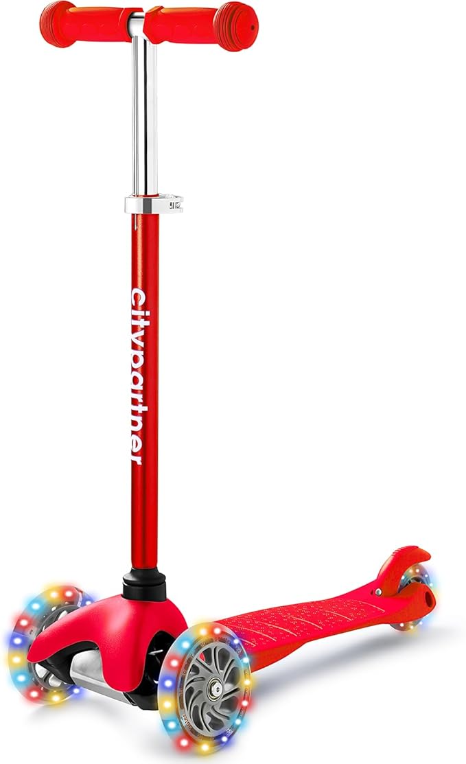 Kids 3-Wheel LED Kick Scooter - Adjustable Height, Lean-to-Steer for Boys & Girls Ages 3-8