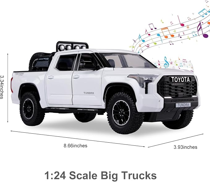 SASBSC Tundra Truck Toys for 3 4 5 6 7 Year Old Boys Off-Road Pickup Toy Trucks for Boys Age 3-5 Diecast Metal Big Trucks with Light and Sound Pull Back Model Cars Birthday Gift for Kids