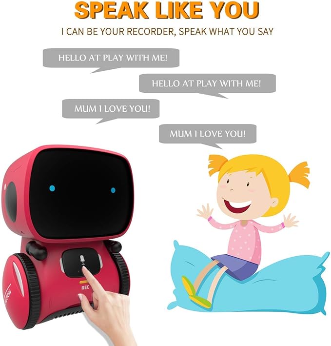 98K Kids Robot Toys for Girls and Boys, Voice Control and Touch Sensor Interactive Smart Talking Robots Intelligent Partner and Teacher with Singing, Dancing, Repeating, Toy Gifts for Kid Age 3 and Up