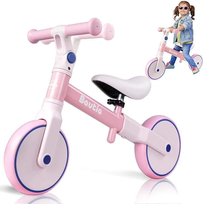 Balance Bike for 2 Year Old, Adjustable Seat & Handlebar, Age18 Months to 5 Years Old, No-Pedal Training Bike Toddler Push Bicycle First Gifts-Pink