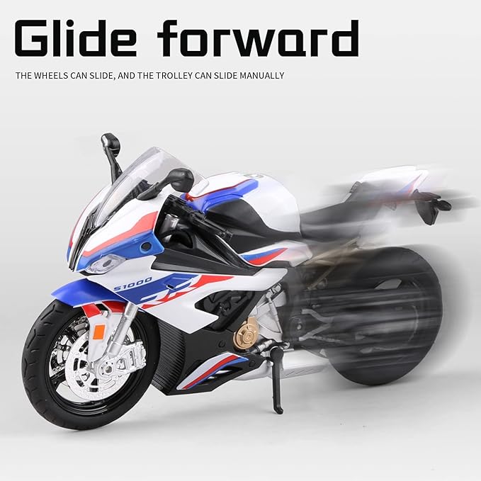 COOLPUR Die Cast Motorcycle Model for S1000RR, Realistic Motorcycle Model, 1:12 Scale Kids Moto Toy or Collection, Boyfriend,Young Peoples Gift(Blue)