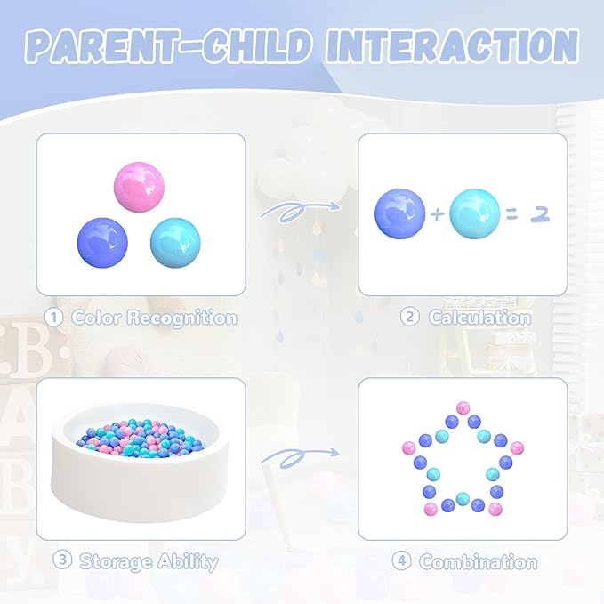 100 Ball Pit Balls for Toddlers, Phthalate & BPA Free Plastic Balls, Crush Proof 2.16" Colorful Balls for Ball Pit Play Toys for Kids with Storage Bag (Pink, Blue, Green)