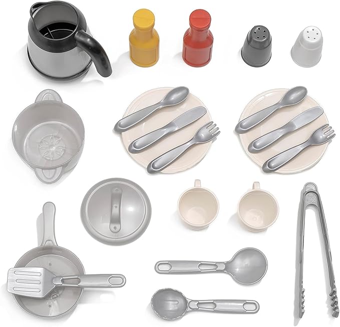 Step2 Quaint Kids Kitchen Playset, Indoor/Outdoor Kitchenette, Interactive Play, Made of Durable Plastic, Includes 21 Piece Toy Accessories, for Toddlers 2+ Years Old, Rose Pink