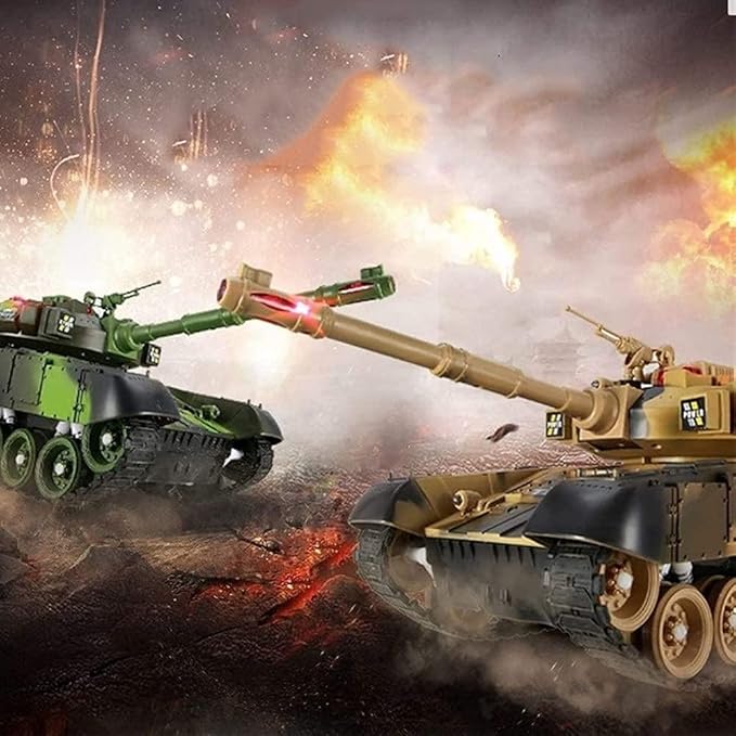 Remote Control Tank- Kids Simulated Large 2.4GHz RC Tanks Armored Car, Sound & LED Lights,Rotating Turret & Sound, RC Army Tank Toy Great Gift for Boys Children