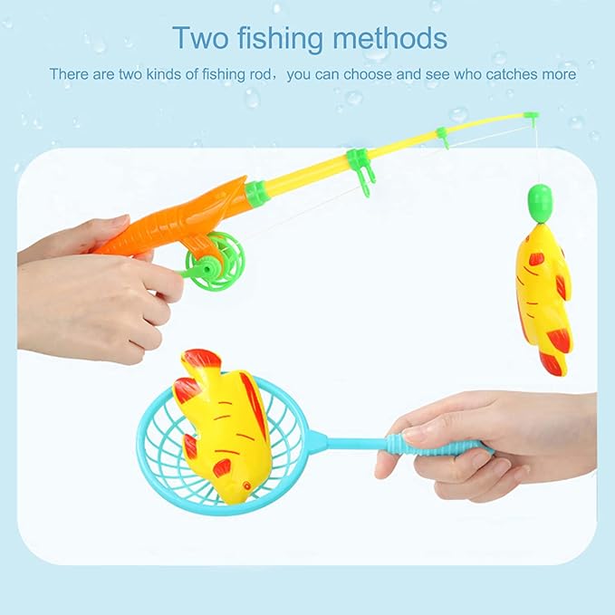 Magnetic Fishing Game - 36 Pcs Color Ocean Sea Animals Plastic Floating Fish with Pole Rod Net Storage Bag, Water Table Bathtub Game for Age 3 4 5 6 Year Kids Toddler, Bath Toys for Kids Ages 4-8