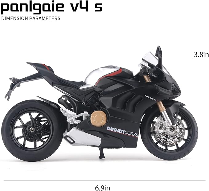 COOLPUR Die Cast Motorcycle Model for Ducati V4, Realistic Motorcycle Model, 1:12 Scale Kids Moto Toy or Collection, Boyfriend,Young Peoples Gift(Black)