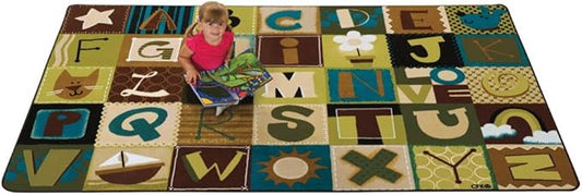 Carpets for Kids 11728 KIDSoft Alphabet Blocks Classroom Literacy Seating Rug 8ft x 12ft Rectangle Brown