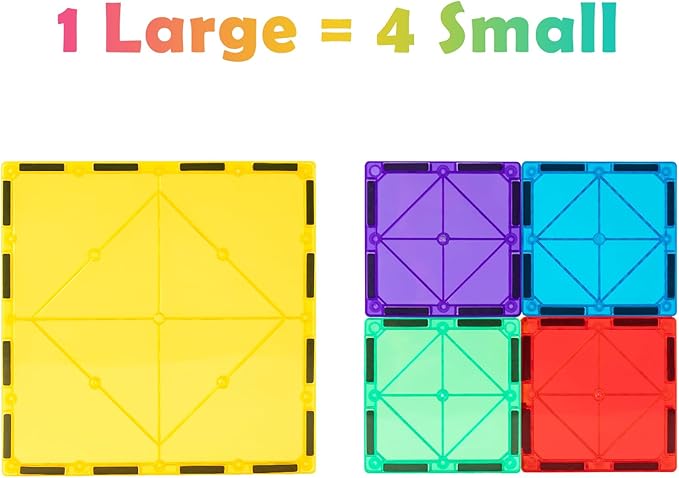 Gemmicc 8 PCS Large Magnetic Tiles,Jumbo Magnet Base Plates,STEM Magnetic Building Blocks for Kids Boys Girls
